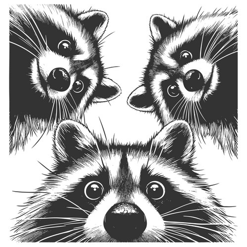Three Curious Raccoons Vector Image