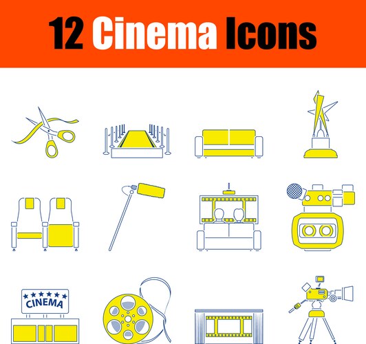 Cinema movie icon set Royalty Free Vector Image