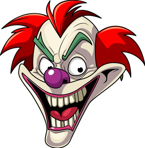 Creepy joker cartoon character Vector Image