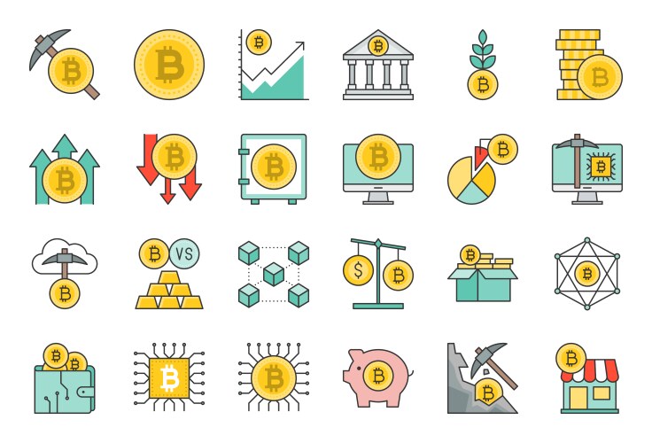 crypto currency concept icon set vector