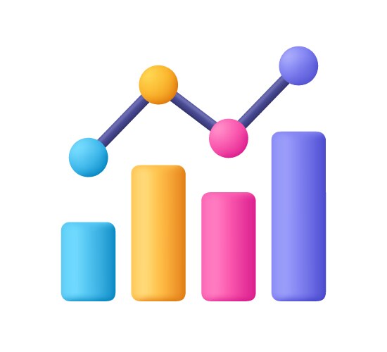 Growth bar chart with columns down and up vector image