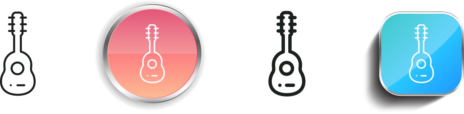 Guitar icon thin linear regular and button style vector image