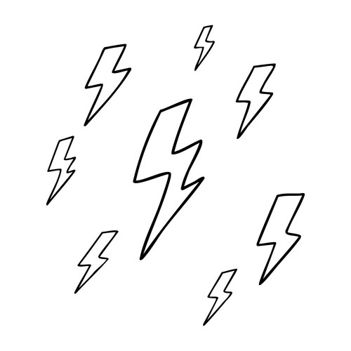 Hand-Drawn Lightning Bolts Vector Image