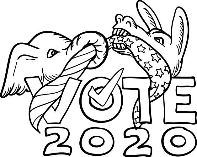 Republican elephant and democratic donkey vector image