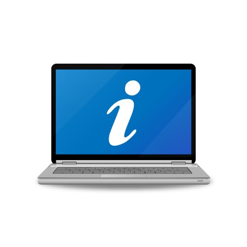 laptop computer and info sign vector image