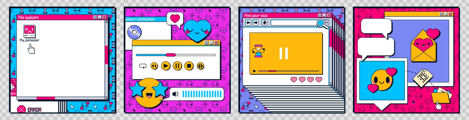 Retro Computer Interface - Y2K Style vektorbild