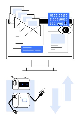 Digital communication with ai automation and data vector image