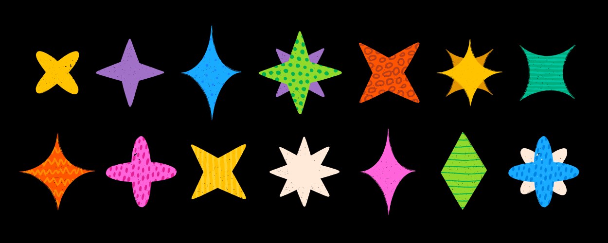 Modern abstract star shapes with simple patterns vektorbild