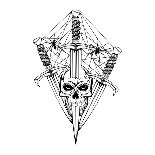 Dagger sword spider web 0001 Vector Image