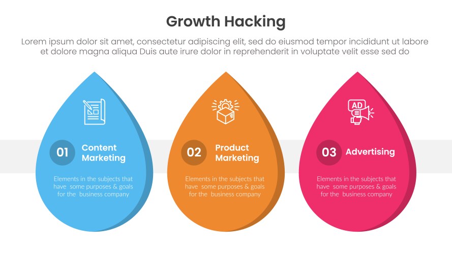 Growth hacking infographic 3 point with big Vector Image