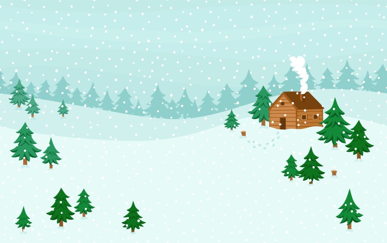 Winter landscape with white pine trees on snow Vector Image