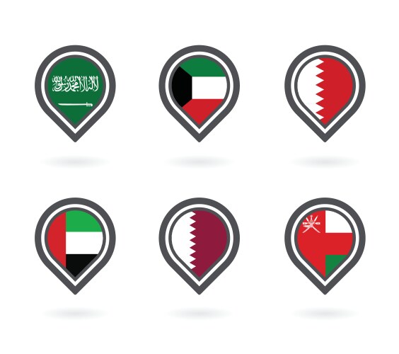 gulf cooperation council countries map point vector image