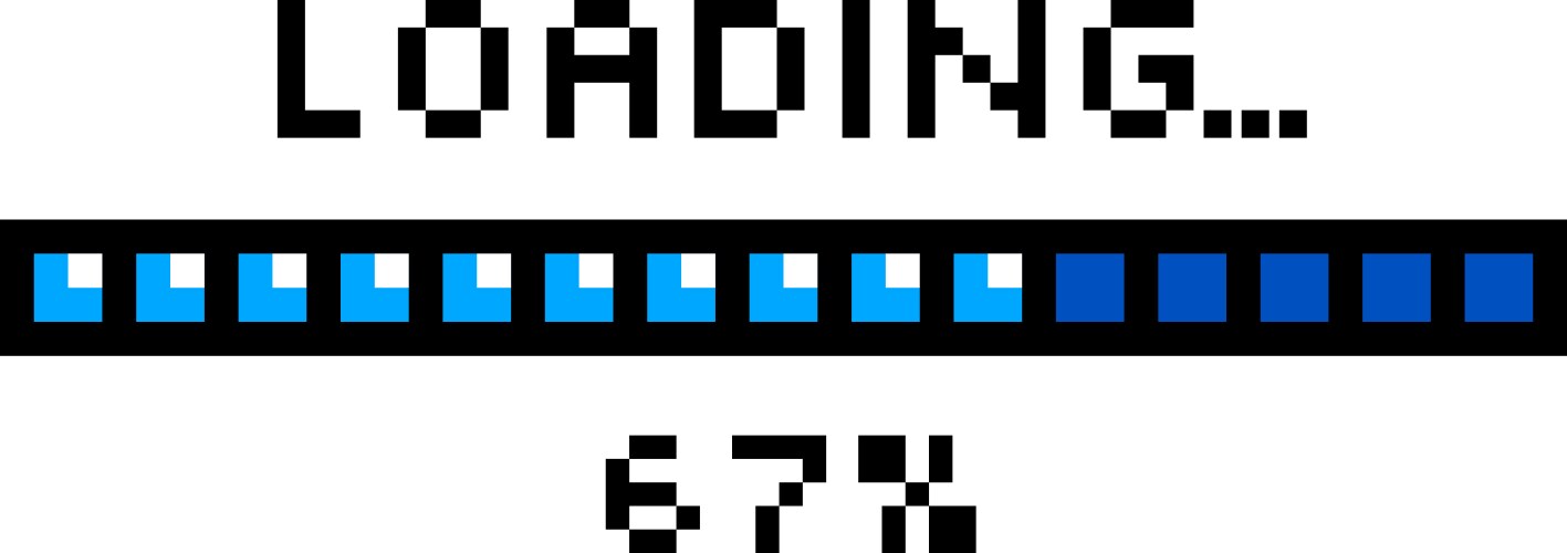 Loading element progress bar in pixel game style vector image