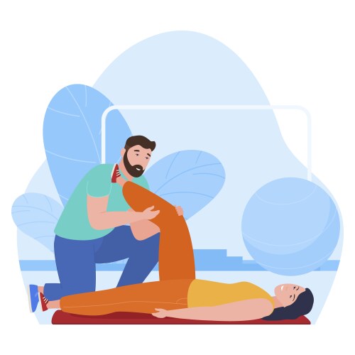 Woman sport activities with trainer gym exercising Vector Image