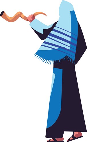 Flat jew blowing a horn Vector Image