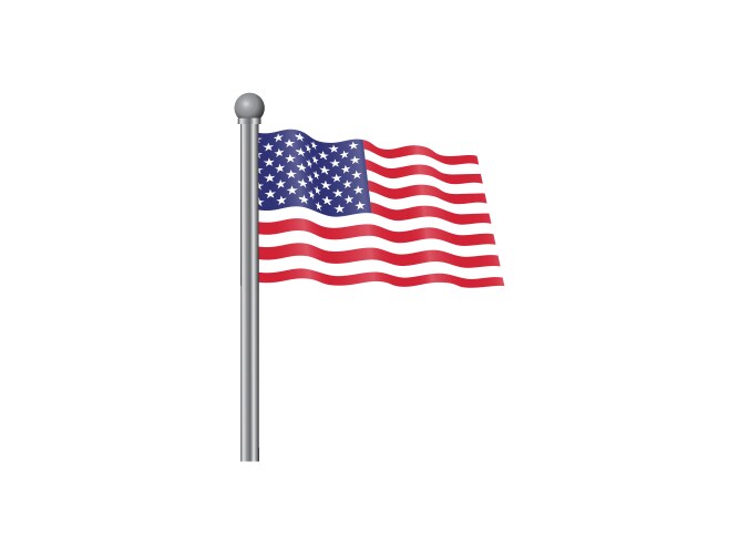 American flag waving on a flagpole Royalty Free Vector Image