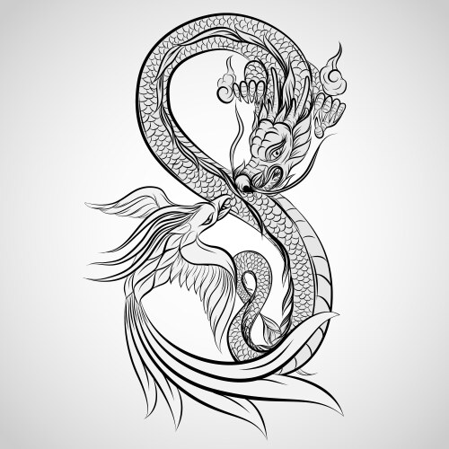 Detailed Dragon Tattoo Art Vector Image