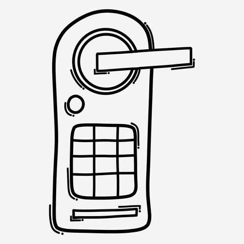 Digital smart door lock doodle icon drawing Vector Image