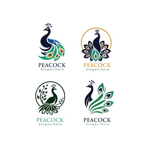 Peacock Icon Set - Minimalist Style – Royalty-Free Vector | VectorStock