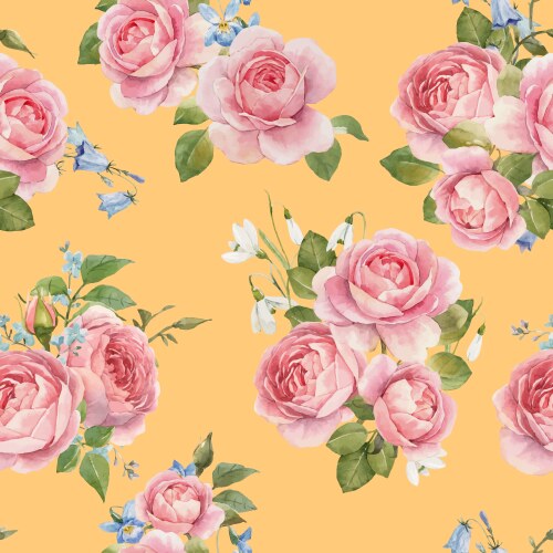 Watercolor rose pattern Royalty Free Vector Image