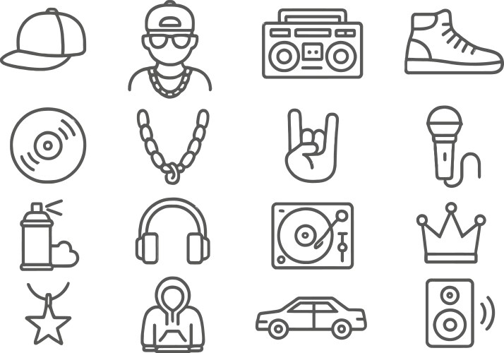 Hip hop culture icons Vector Image
