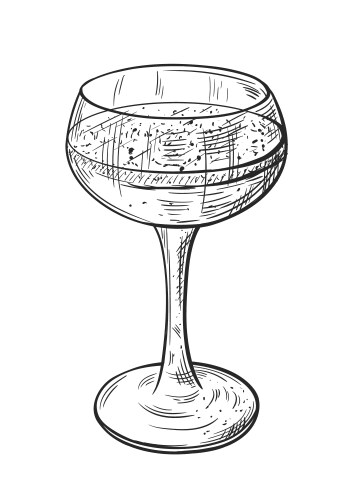 Wine glass hand drawn isolated on white background Vector Image