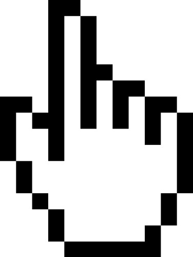 Hand cursor pixel element retro computer pointer vector image