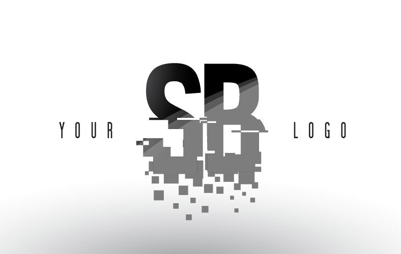 Sb s b pixel letter logo with digital shattered vector image