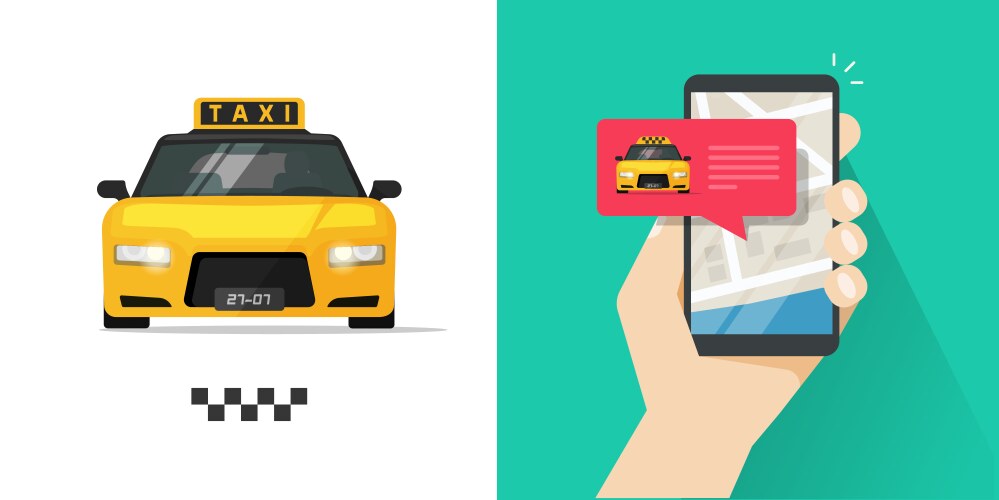 Taxi mobile cell phone order service vector image