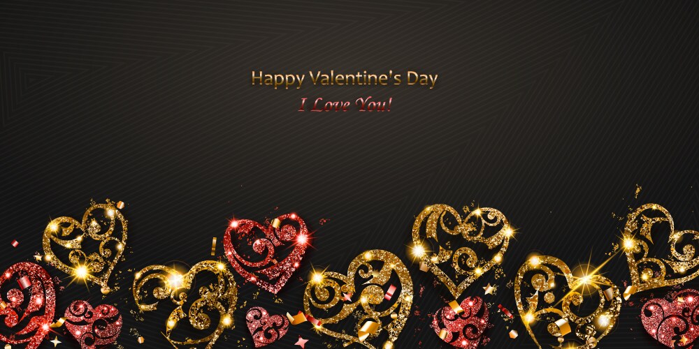 Valentine card with shiny hearts vector image