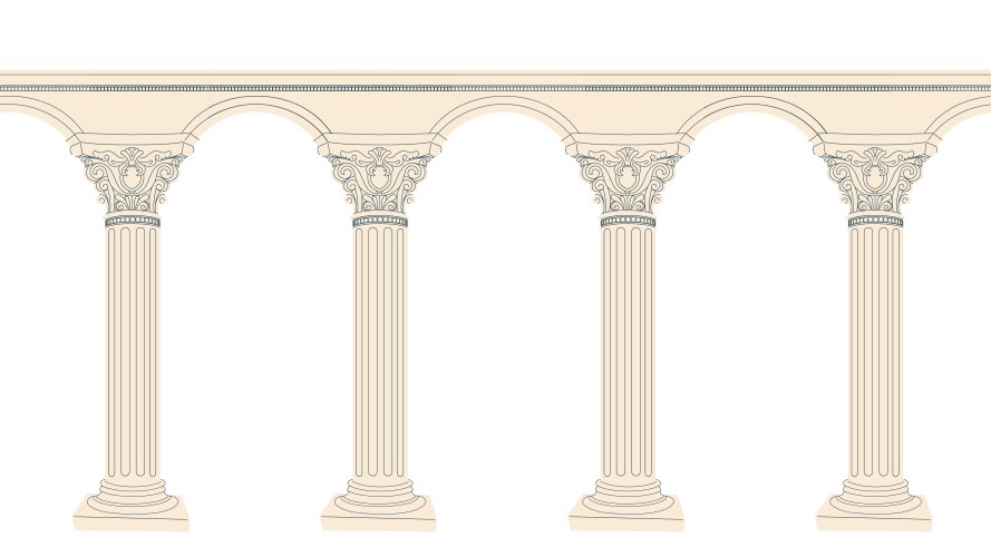 Antique columns pattern repeating design element vector image