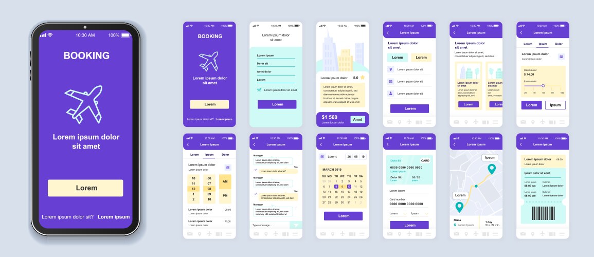 booking ui smartphone interface vector