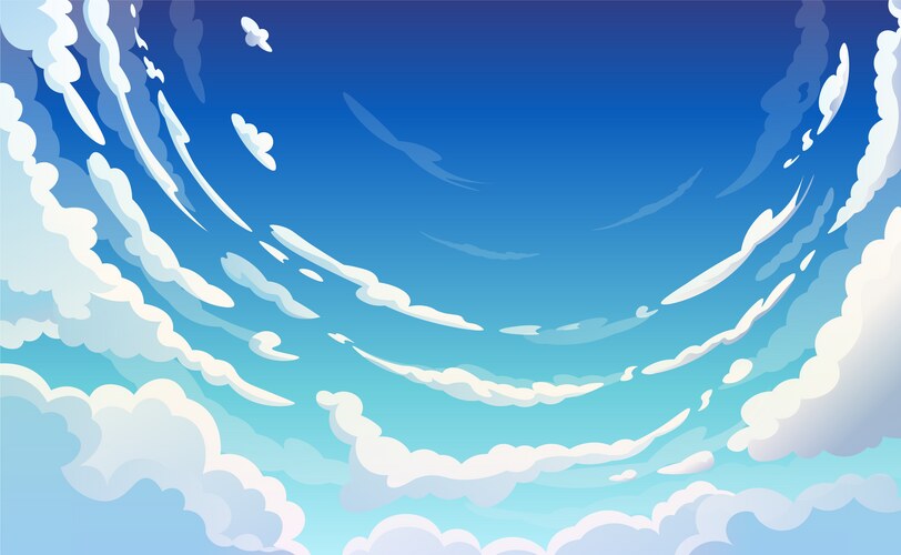 Blue Sky with Fluffy Clouds – Royalty-Free Vector | VectorStock