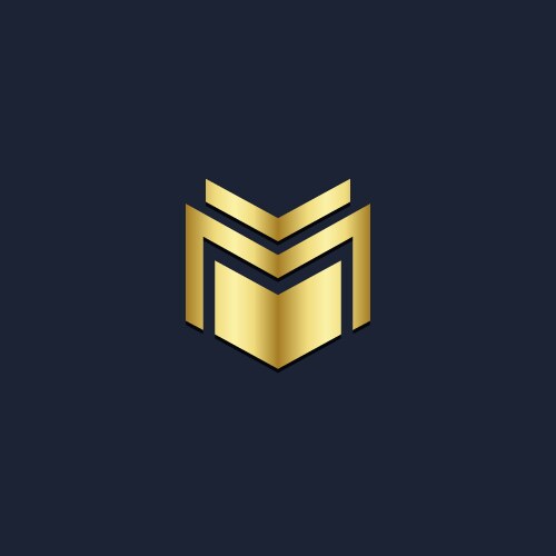 Shape line m initial abstract gold logo Royalty Free Vector