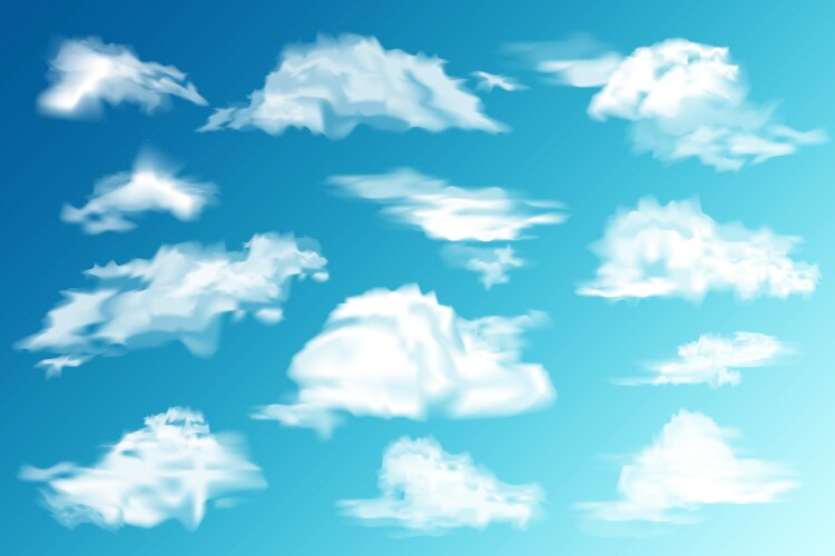 Realistic cloud white clouds fluffy sky fog Vector Image
