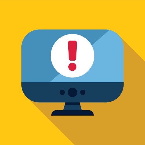 Computer screen displaying warning message vector image