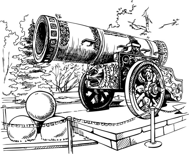 Drawing tsar cannon moscow Vector Image