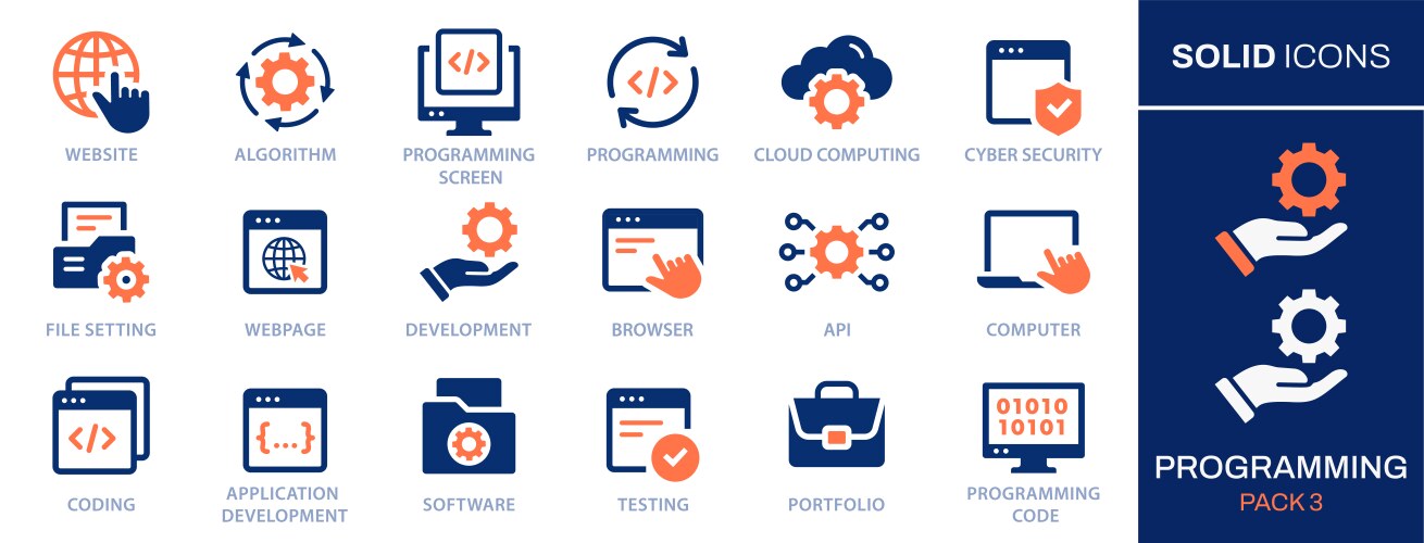 programming icon set collection of program vector