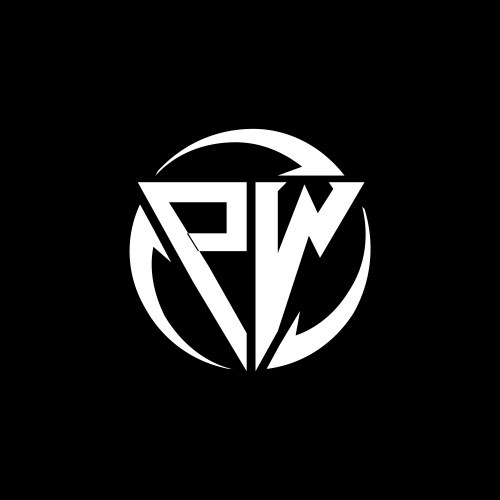 Pw logo monogram with triangle shape and circle Vector Image