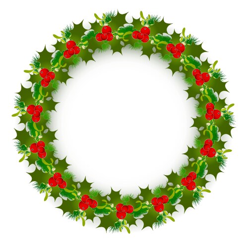 Red berry christmas wreath isolated on white Vector Image