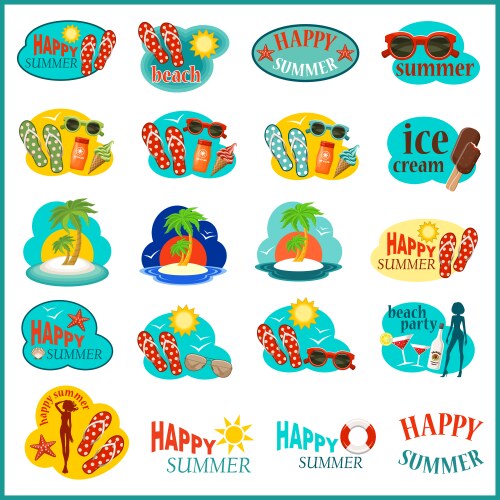 Tropical beach set Royalty Free Vector Image - VectorStock