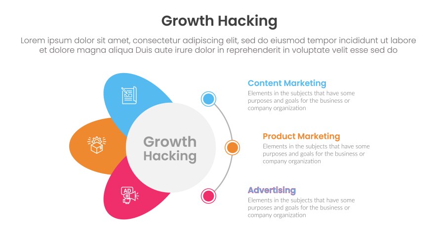 Growth hacking infographic 3 point with big Vector Image