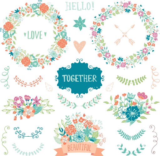 Wedding vintage invitation collection Royalty Free Vector