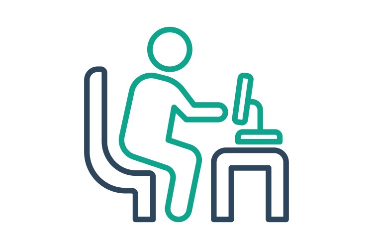 It manager icon person in front of a computer vector image