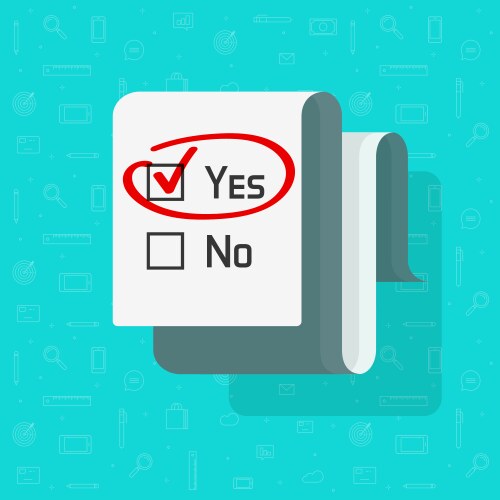 Paper document form for exam with checklist Vector Image