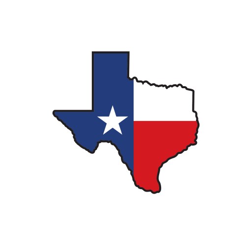 Texas map with flag design vector image