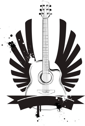 Wings with guitar Royalty Free Vector Image - VectorStock
