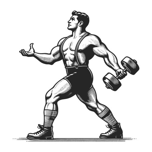 Strongman athlete with dumbbell weight Vector Image