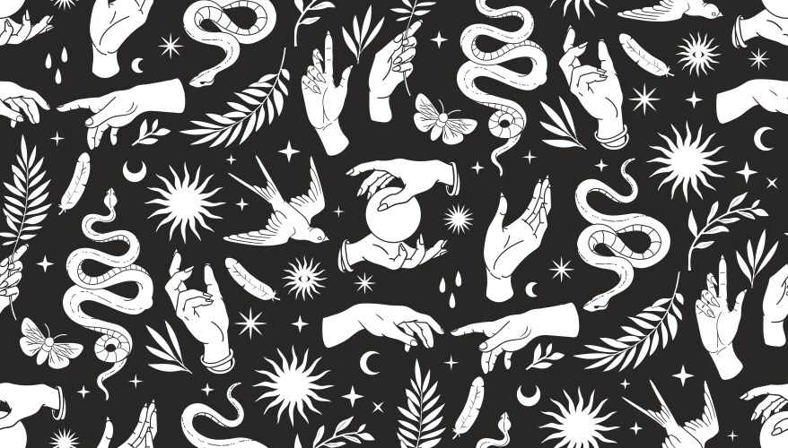 Snakes and flowers seamless pattern Royalty Free Vector