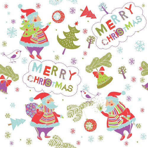 Christmas symbols flat seamless pattern Royalty Free Vector